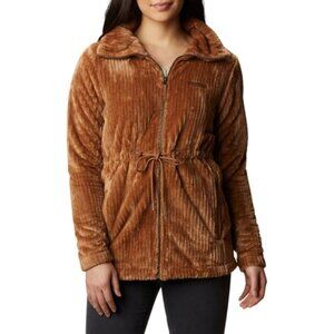 COLUMBIA 'Fire Side' Full-Zip Caramel Brown Fuzzy Fleece Jacket - Size M